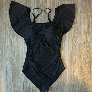 One-Piece Black Bathing Suit  - Size L